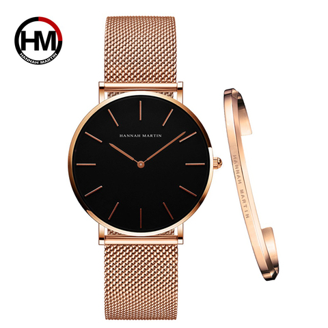 Women Watch 1 set Bracelet Japan Quartz Movement Simple Waterproof Rose Gold Stainless Steel Mesh Ladies watch relogio feminino ► Photo 1/6