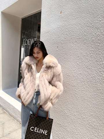 Natural fox leather jacket Fox fur and real sheepskin perfect combination for 2022 Winter luxury fashion for women new wholesale ► Photo 1/5