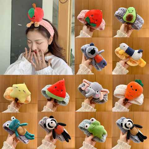 Washing Face Headband For Women Hair Accessories Cute Cartoon Plush Fruit Animals Headbands Hair Band Makeup Velvet Headband New ► Photo 1/6