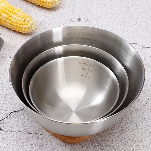 304 Stainless Steel Mixing Bowls Nesting Storage Bowls Set Kitchen Salad Bowls Cooking Bowl Baking Accessory with Scale ► Photo 1/6