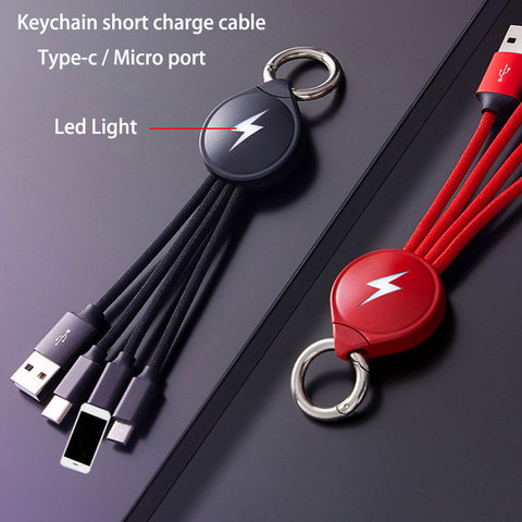 Short type c usb cable for huawei mate20 honor20 keychain multi fast charge cable for samsung note8 s10 micro usb wire for oppo ► Photo 1/6