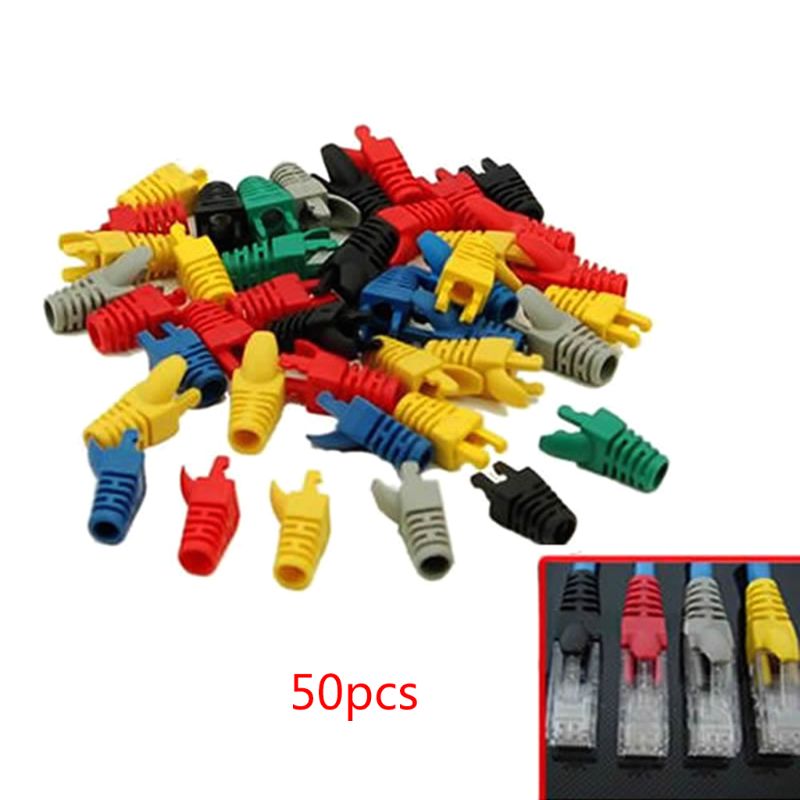 50pcs Cat6 RJ45 connector UTP Network Cat 6 Cat5e Modular Plug with 6.5mm Boots 