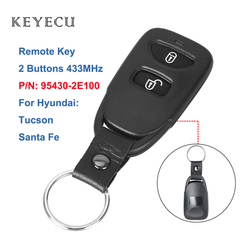 Keyecu for Hyundai Tucson Santa Fe 2008-2009 Replacement Car Remote Key Fob 2 Buttons 433MHz P/N: 95430-2E100 ► Photo 1/3