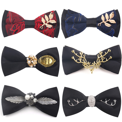 Original Design Bow Tie Handmade Men's Bow ties For Wedding Party Metal Golden Wolf Two Layer Neck Bowtie Fashion Solid Tie ► Photo 1/6