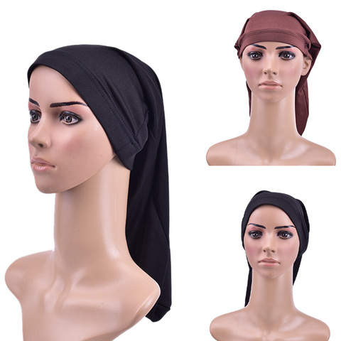 Long Hair Sock Cap Sleep Hats Wrap Night Cap 1pc Hair Care Bonnet Nightcap Unisex Cap Bonnet De Nuit Black ► Photo 1/6