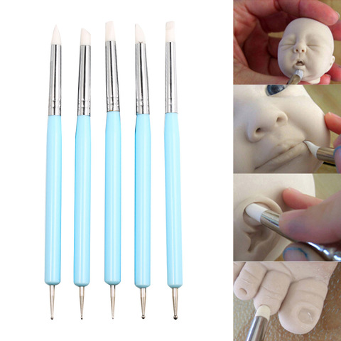 5pcs/set Double-ended Dotting Tools Set Nail Art Embossing Tools Pottery Craft Art Silicone Brushes Pottery Clay Tool ► Photo 1/6