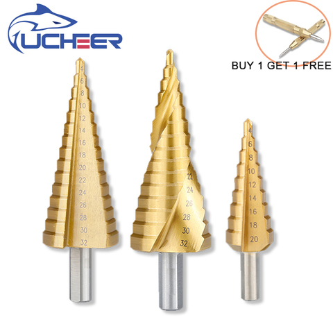 UCHEER Hss Steel Titanium Step Drill Bit Triangle Shank 4-12/4-20/4-32 Auger Center Drill ► Photo 1/6