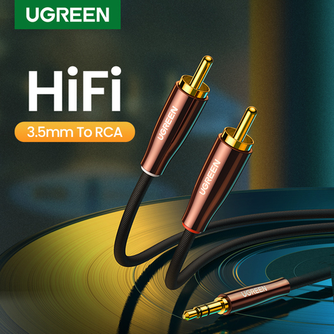UGREEN RCA Cable 2RCA to 3.5mm Hi-Fi Nylon-Braided RCA to AUX Audio Cable For DJ Controller Speaker Turntable TV Car Stereo ► Photo 1/6