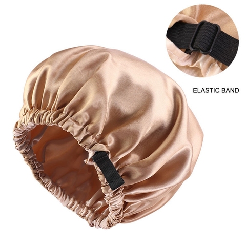 New Satin Hair Cap For Sleeping Invisible Flat Imitation Silk Round Haircare Women Headwear Ceremony Adjusting Button Night Hat ► Photo 1/6