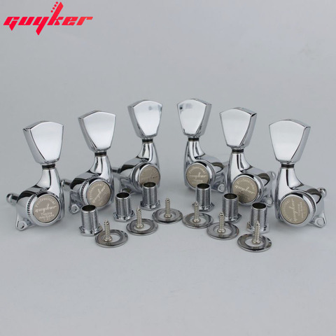 1 Set GUYKER Upgraded version Chrome Silver Lock String Tuners Electric Guitar Machine Heads Tuners Trapezium Button ► Photo 1/4