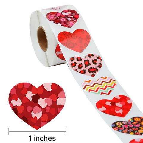 50-500pcs Heart Shaped Label Sticker Scrapbooking Gift Packaging Seal Birthday Party Wedding Supply Stationery Sticker 1inch ► Photo 1/5