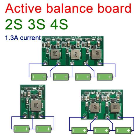 2S 3S 4S active balance board Energy transfer board Lithium battery 1.3A current Li-ion Lipo Lifepo4 BMS 3.2V 3.7V 2 3 4 cell ► Photo 1/4