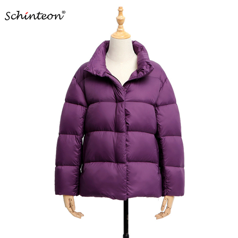 2022 Schinteon Light Down Jacket Stand Collar 90% White Duck Down Coat Casual Loose Winter Outwear High Quality 8 Colors ► Photo 1/6