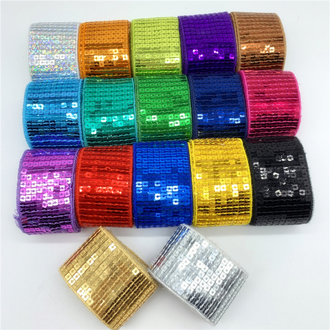 2yards/Lot 38mm Colorful Sequins Ribbon Lace Trim Sequin Sewing Fabric For Crafts Sewing Cloth Accessory Sequin Trim ► Photo 1/6