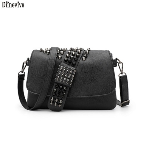 Diinovivo Brand Rivet Punk Bag Women Shoulder Bag Fashion Black Skull Messenger Bag Ladies Crossbody Vintage Bags 2022 WHDV1621 ► Photo 1/6