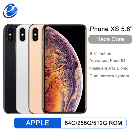 Original Unlocked Apple iphone XS iphone XS MAX 4G LTE 4G RAM 64gb/256gb ROM A12 Bionic Chip IOS12 IPHONE XS 2658mAh ► Photo 1/5