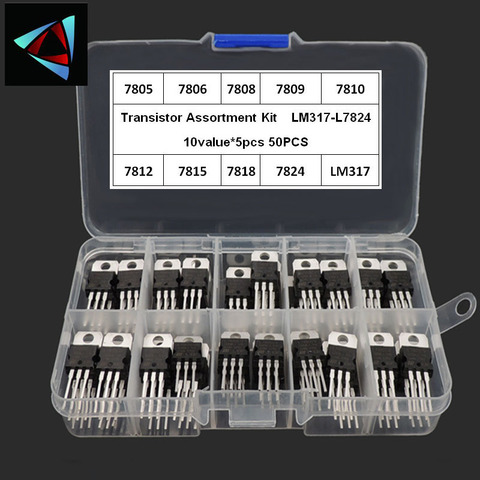 LM317T L7805 L7806 L7808 L7809 L7810 L7812 L7815 L7818 L7824 Transistor Assortment Kit 10value*5pcs 50PCS Voltage Regulator Box ► Photo 1/1