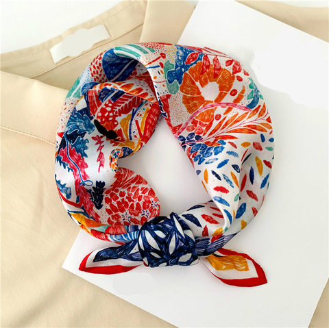 100% Pure Silk Scarf Women Neck Hair Band Foulard Square Small Headband Fashion Print Neckerchief Scarves Bandana ► Photo 1/6