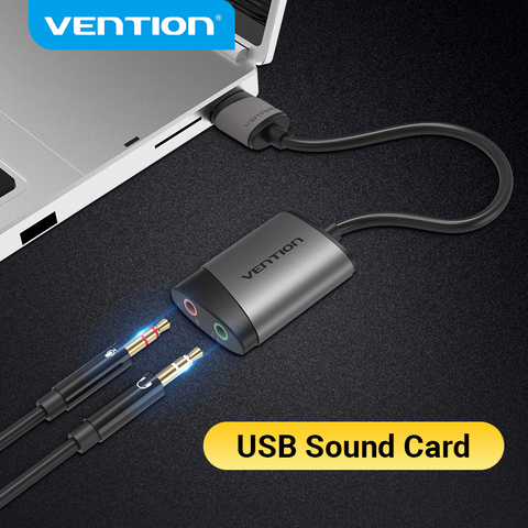 Vention Sound Card USB To Jack 3.5mm Adapter USB audio interface external sound card For PC PS4 Headset Headphone USB Soundcard ► Photo 1/6