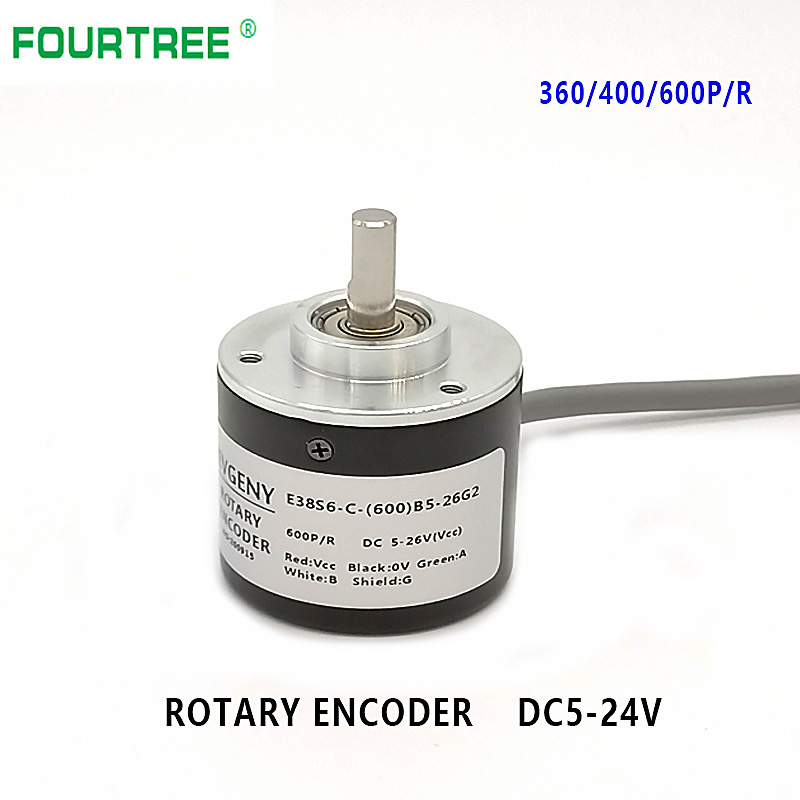 Encoder 360P/R Incremental Rotary Encoder AB phase encoder Shaft W coupling  6mm 
