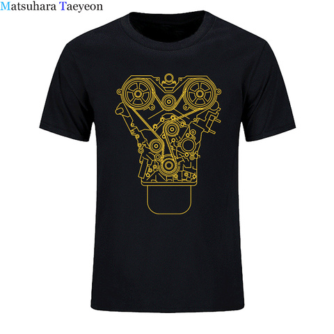 Men T Shirt 100% Cotton Brand New ENGINE DESIGN T-shirt Black JDM Tuner Decal Mechanic Tool Garage Piston Summer Tee Shirt ► Photo 1/6