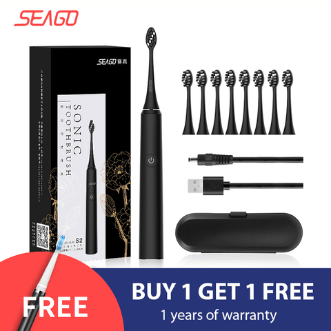 SEAGO Sonic Electric Toothbrush S2 USB Rechargeable Upgraded Ultrasonic Travel Tooth brush Head  Whitening Best Healthy Gift ► Photo 1/6