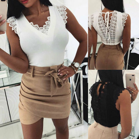 Brand New Korean Women Summer Sexy Lace Tank Top Vest Hollow out Camisole Sleeveless Ruffle White Office Elegant Ladies Tank Top ► Photo 1/6