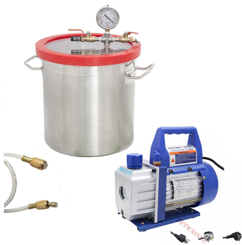 1.6 Gallon Vacuum Chamber with Pump 2.5/3 CFM 1 Stage Vacuum Pump 110V/220V for Resin Stainless Steel Vacuum Chamber ► Photo 1/2
