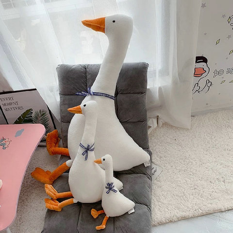Simulation Bow Goose Plush Toy 80cm big lifelike White Goose Hug Pillow Stuffed Plushie Duck doll toys for Children Birthday ► Photo 1/6