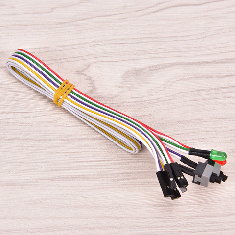 ATX PC Compute Motherboard Power Cable 2 Switch On/Off/Reset w/ LED Light 68cm ► Photo 1/6