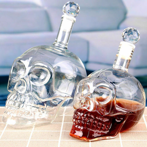 Halloween Crystal Skull Head Bottle Whiskey Vodka Wine Decanter Bottle Whisky Glass Beer Glass Spirits Cup Water Glass Bar Home ► Photo 1/6