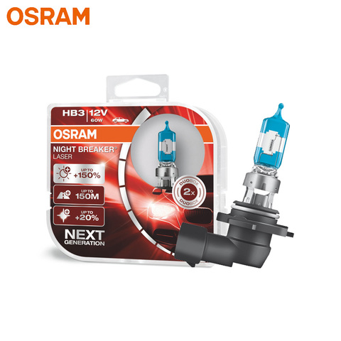 OSRAM 9005 HB3 9005NL Halogen Night Breaker Laser Next Generation 12V 60W +150% Bright White Auto Halogen Genuine Fog Lamps Pair ► Photo 1/6