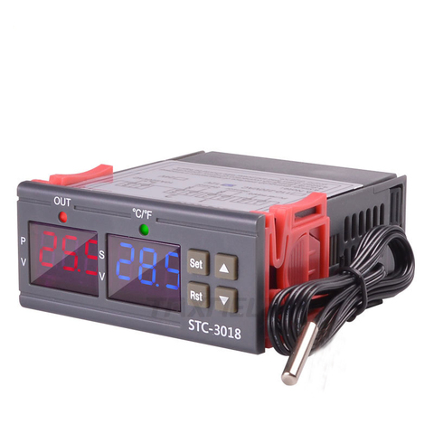 STC-3018 Digital Temperature Controller  12V 24V 220V  10A C/F Thermostat Relay Thermoregulator Heating Cooling Digital Display ► Photo 1/6