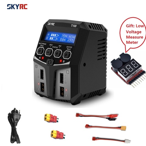 SKYRC T100 DUAL 5A 2X50W Balance FPV Charger Discharger With Meter for 2-4S LiPo/LiIon/LiFe/LiHV Battery RC Drone Multirotor ► Photo 1/6