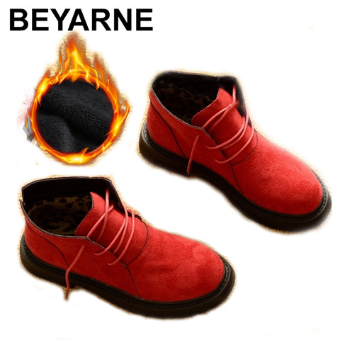 BEYARNE 2022 Autumn Winter Shoes Women Snow Boots Warm Plush Shoes Cold Winter Fashion Women Ankle Boots Ladies Cotton Shoes ► Photo 1/6