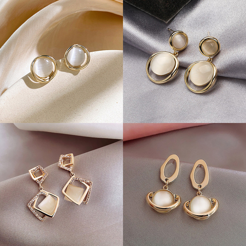 LATS Bijoux New Opal Dangle Earring Korean Geometric Round Party Earrings for Women 2022 Kolczyki Brincos Female Fashion Jewelry ► Photo 1/6