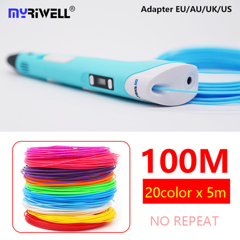 myriwell 3d pen RP-100B LED display 1.75mm ABS100m filament 3d handle 3 d pen 3d Printing pen Child birthday gift Christmas gift ► Photo 1/6