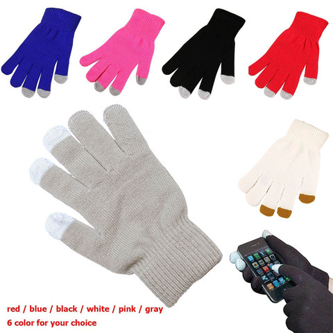 Winter Soft Gloves Men Women Touch Screen Glove Women Texting Outdoor Capacitive Smartphone Stretchy Windproof Knit Warm Mittens ► Photo 1/6