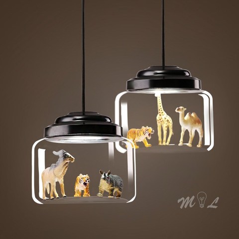 Nordic Cartoon Pendant Lights Led Lighting Cute Animal Hanging Lamps for Children Room Light Glass Lamp Bedroom Home Decor Gift ► Photo 1/6