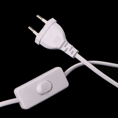 1.8m EU Plug Cable White Line with On/Off Switch Button Power Cord For LED Lamp ► Photo 1/6