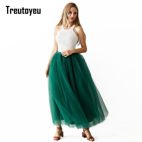 5 Layers Long Tutu Skirts 2022 Summer Fashion Womens Princess Fairy Style Voile Tulle Skirt Bouffant Puffy Fashion Skirt ► Photo 1/6