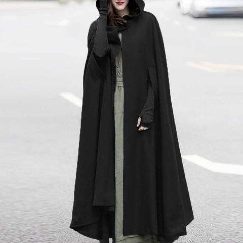 Winter Cloak Hooded Trench Coat Women Gothic Cape Women Trench Coat Open Front Cardigan Jacket Coat Cape Cloak Poncho Plus#g3 ► Photo 1/6