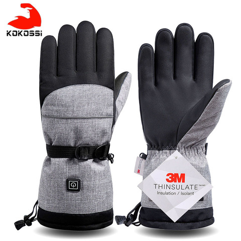 KoKossi One Pair Electric Thermal Ski Gloves Rechargeable Battery Heated Gloves Cycling Motorcycle Bicycle Ski Gloves Unisex ► Photo 1/6