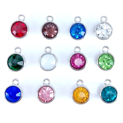 12pcs/lot High Quality Crystal Birthstone Charm for Jewelry Making Silver Color Charm for Bracelet Making Keychain Necklace B003 ► Photo 1/6