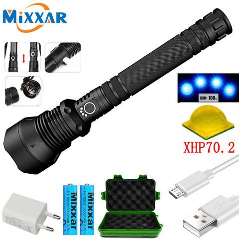 Dropshipping LED Tactical Flashlight XHP70.2 Super Bright Waterproof Zoomable Torch 3 Modes Camping Outdoor USB Lamp Lanterna ► Photo 1/6