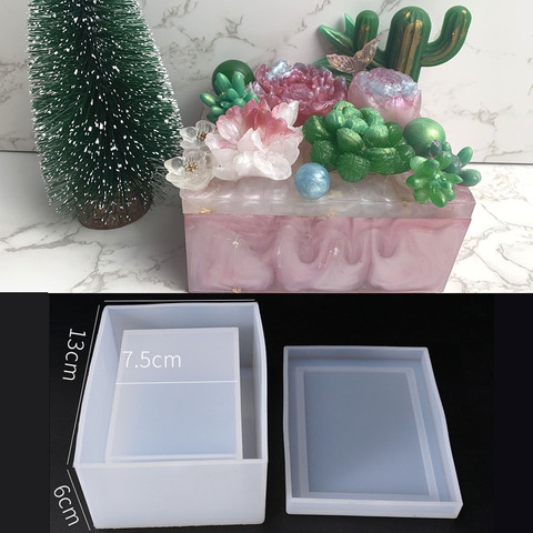 Large Size Square Storage Box Silicone Mold for Tissue Box Torage Box Silicone Mold Jewelry Box Mirror Silicone Mold for Resin ► Photo 1/5