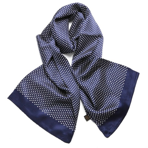 Men's 100% Pure Silk Scarf Double Layer Long Neckerchief Cravat Dot Pattern For Office Travel ► Photo 1/6