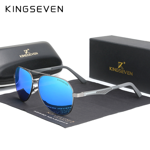 KINGSEVEN 2022 Driving Men's Polarized Sunglasses Aluminum Temples Pilot Sun Glasses For Men UV400 Anti-Glare Retro Eyewear ► Photo 1/6