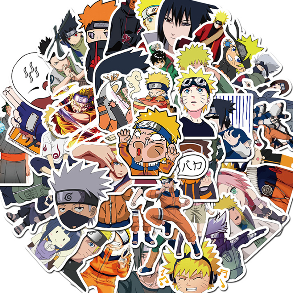 50pcs Japan Anime Naruto Cartoon Stickers for Luggage Laptop Skateboard Decals