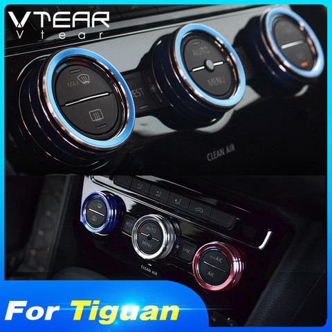 Vtear For Volkswagen VW Tiguan 2022 Air conditioning knob decorative cover Interior Mouldings refit Accessories car styling ► Photo 1/6